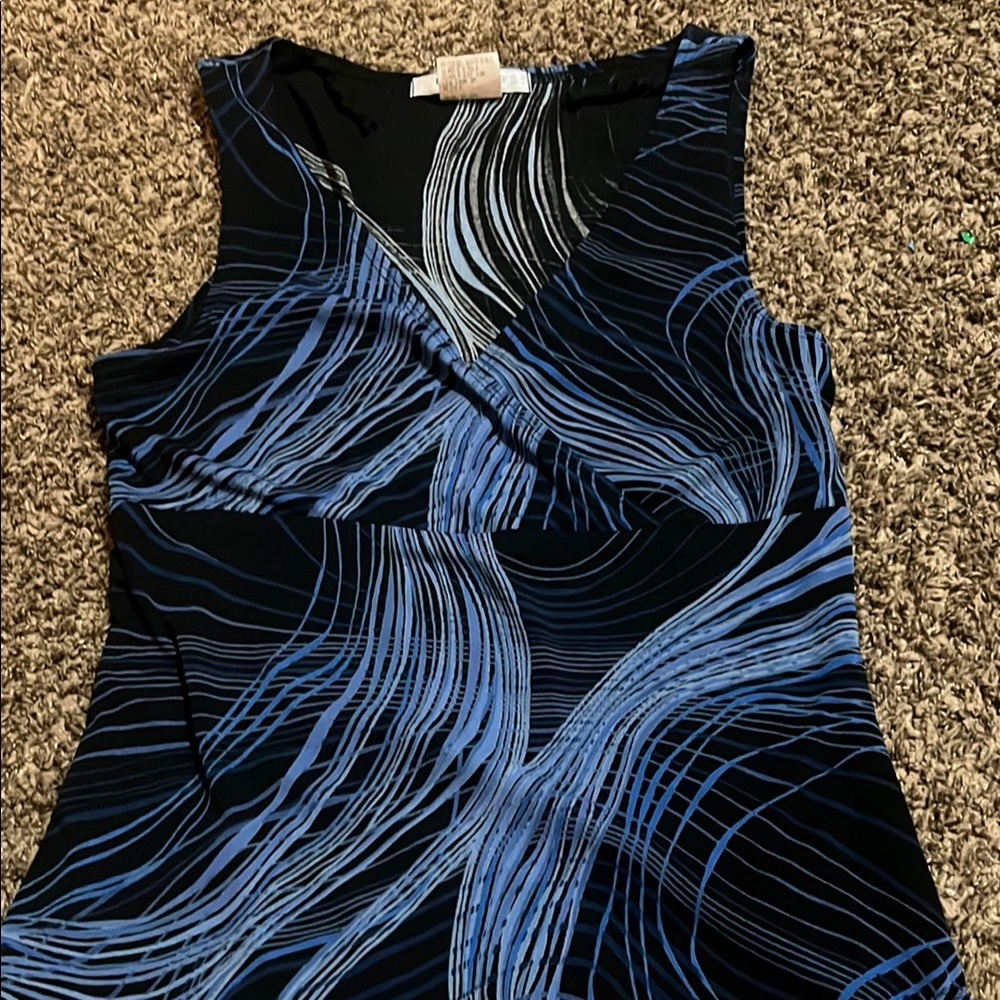 La Belle Black and Blue Swirl Tank Top